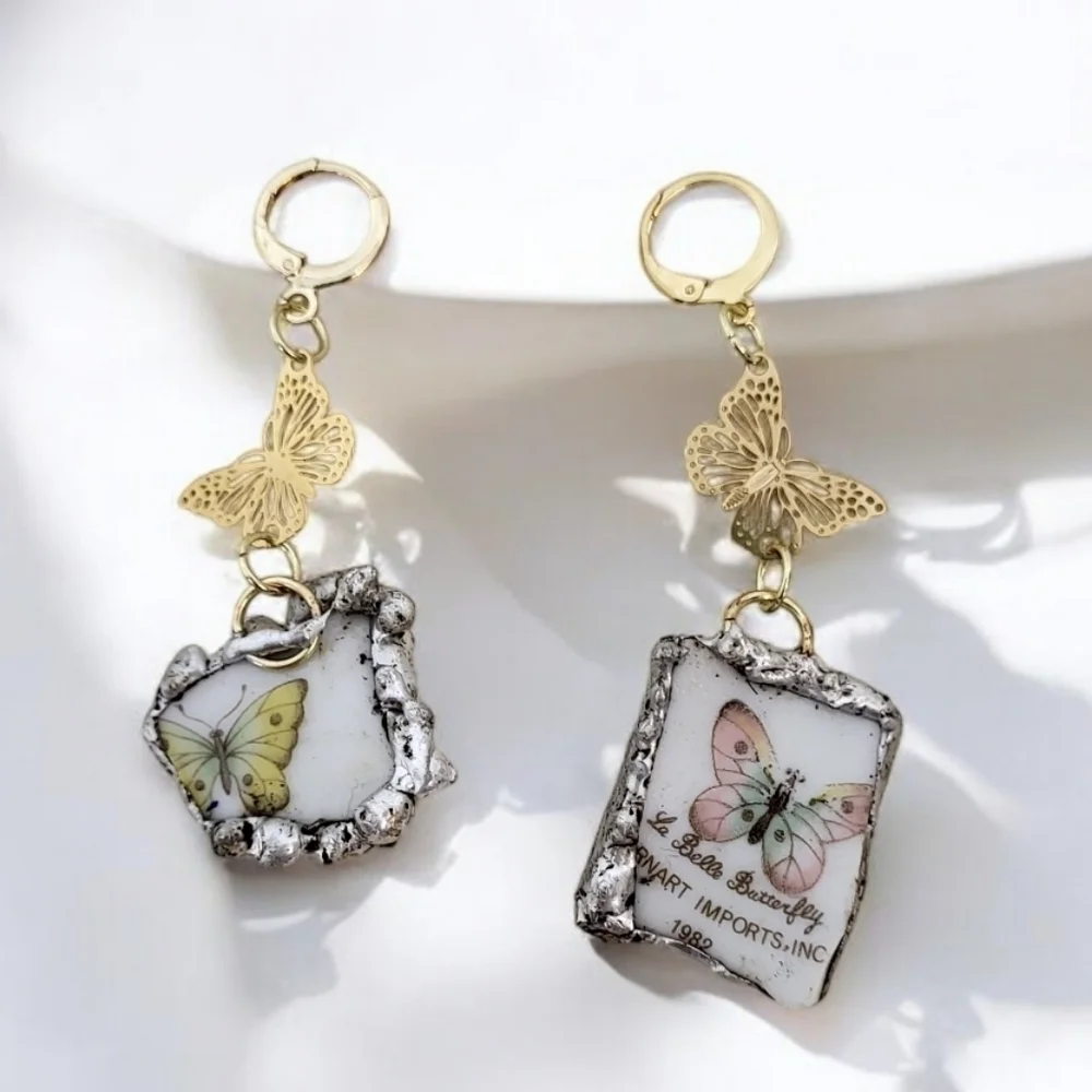 14k Gold Butterfly Arnart 1982 La Belle 3D Earrings
